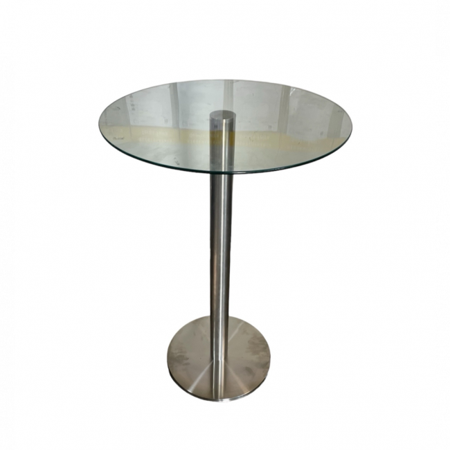 Mesa bistro inox com tampo de vidro 70 cm